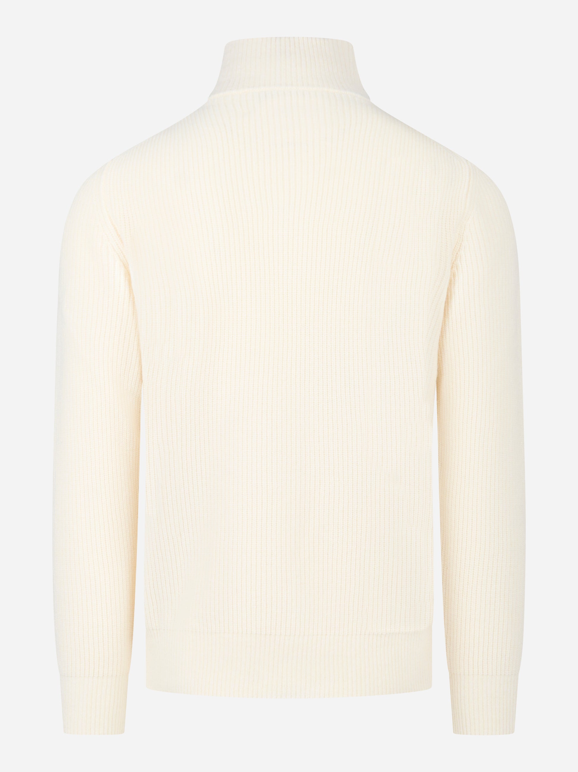 Maglia mezza zip in lana a coste Bianca