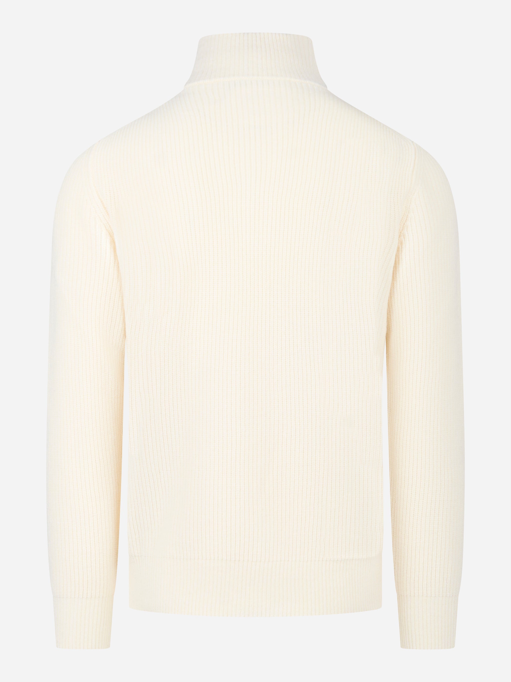 Maglia mezza zip in lana a coste Bianca