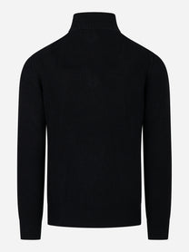 Maglia mezza zip in lana a coste Nera