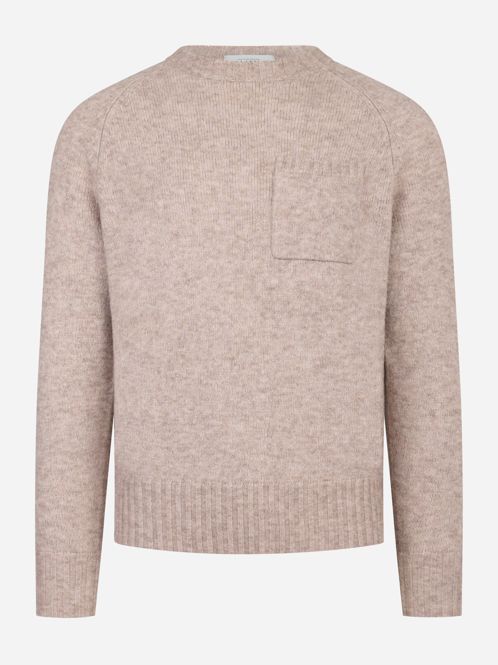 Maglia girocollo con tasca applicata Beige