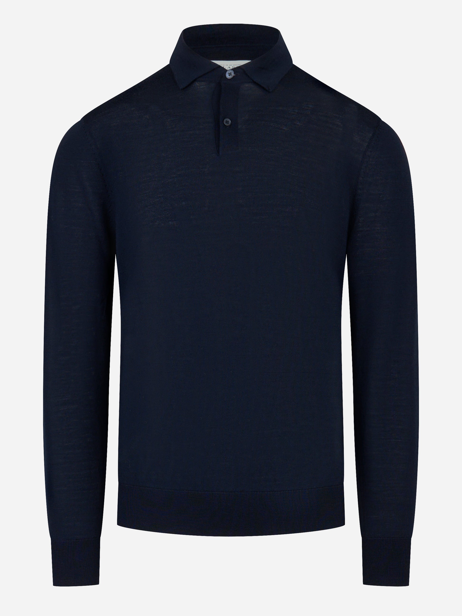 Polo manica lunga in lana finezza 16 Blu