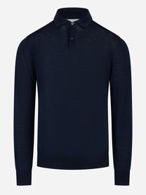 Polo manica lunga in lana finezza 16 Blu
