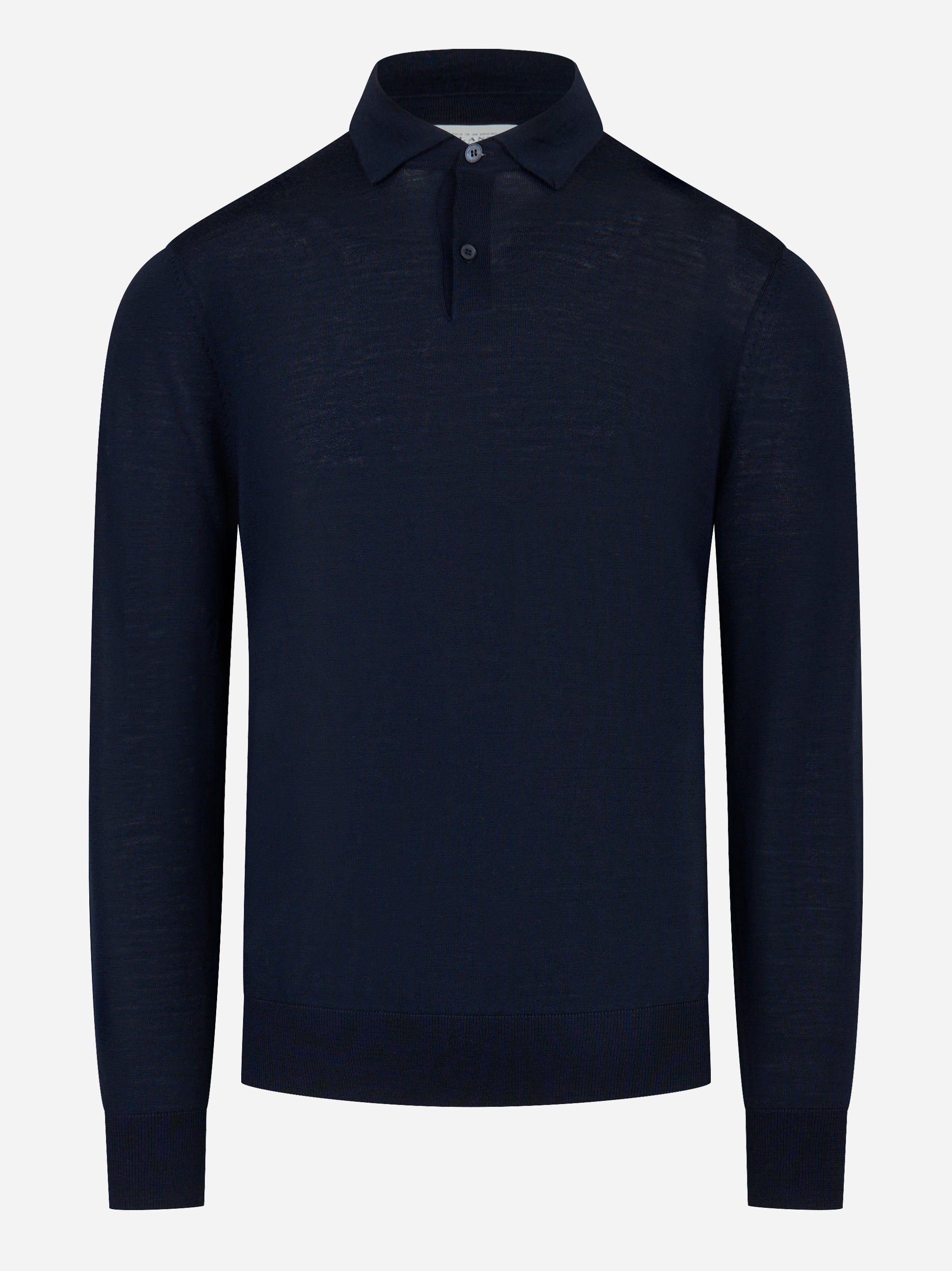 Polo manica lunga in lana finezza 16 Blu