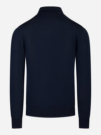 Polo manica lunga in lana finezza 16 Blu
