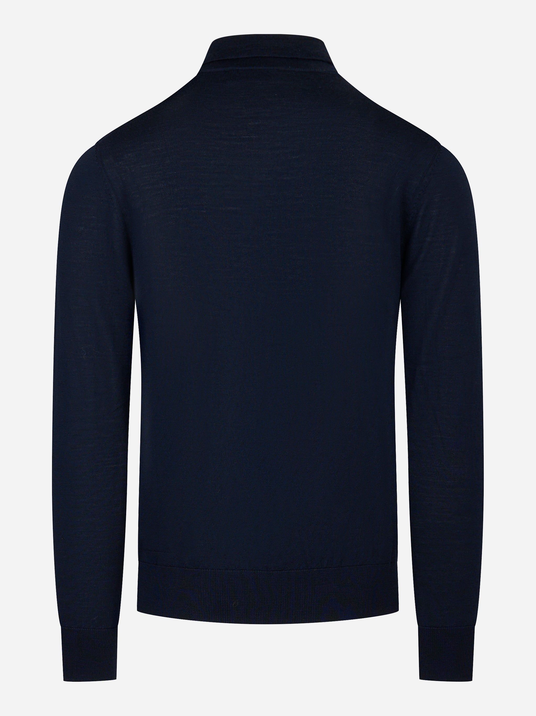 Polo manica lunga in lana finezza 16 Blu
