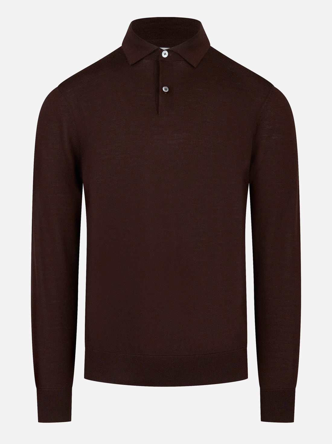 Polo manica lunga in lana finezza 16 Marrone