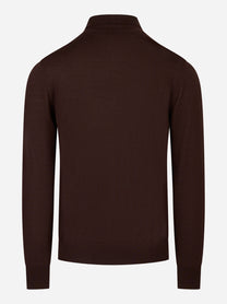 Polo manica lunga in lana finezza 16 Marrone