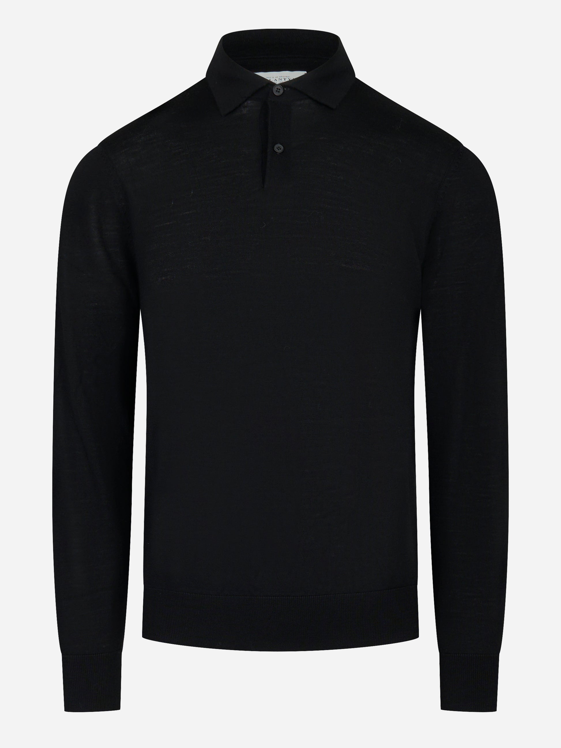 Polo manica lunga in lana finezza 16 Nero