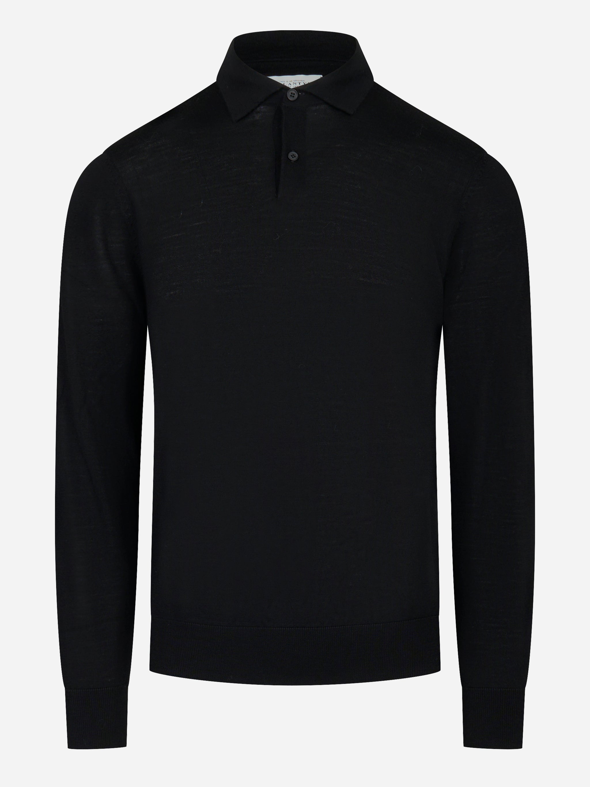 Polo manica lunga in lana finezza 16 Nero