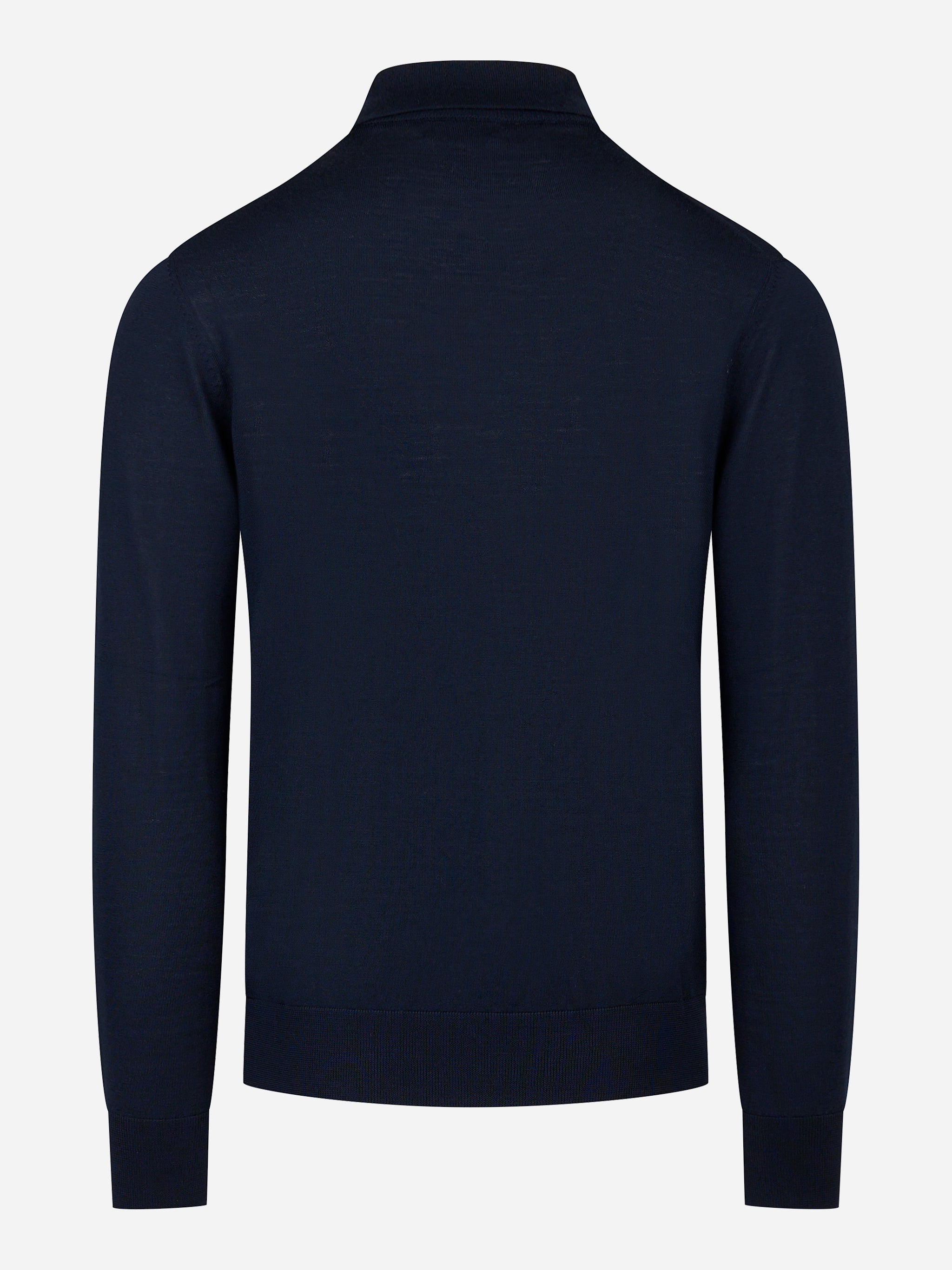 Maglia girocollo con colletto in lana finezza 16 Blu