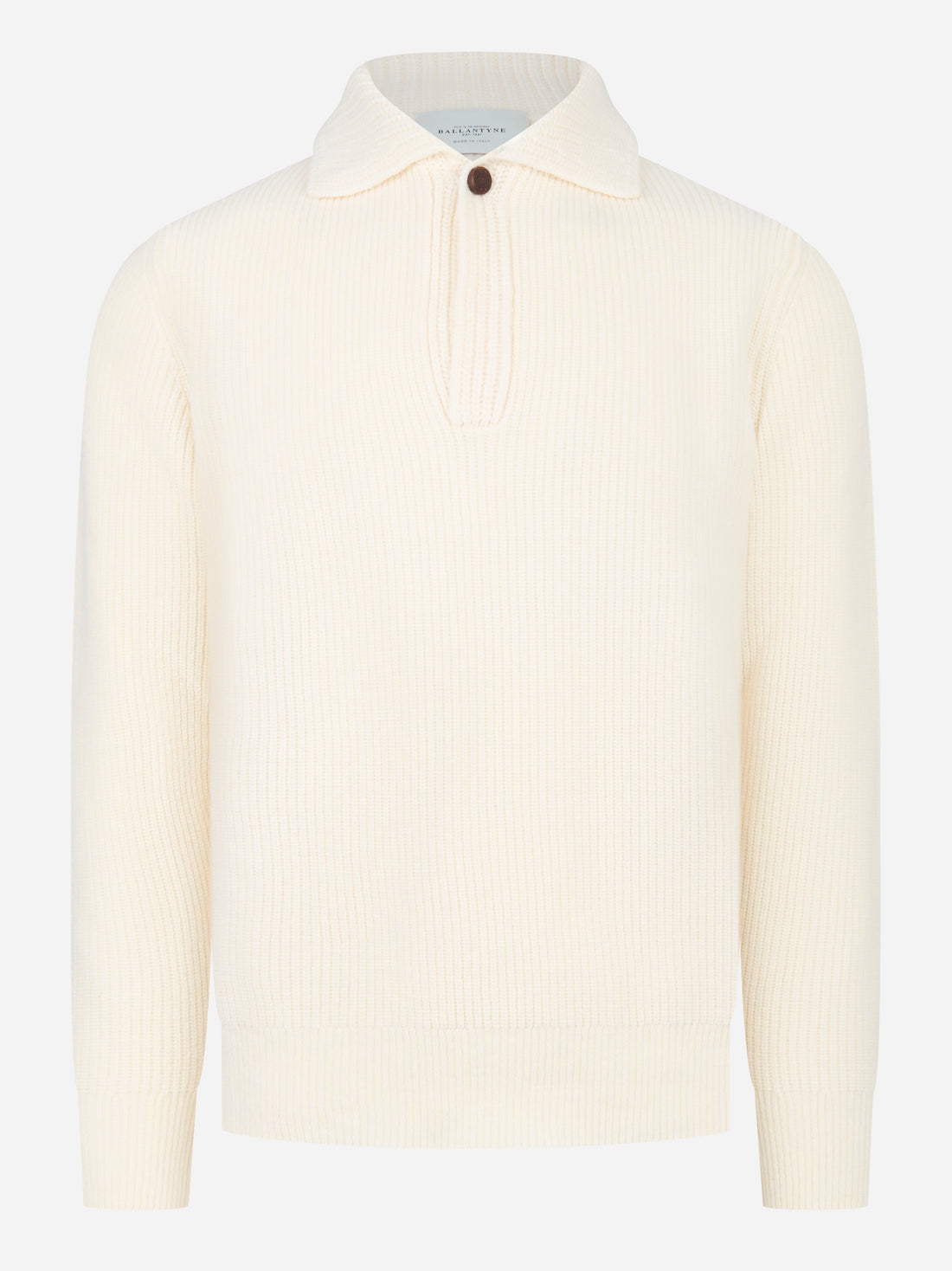 Polo in lana a coste Bianca