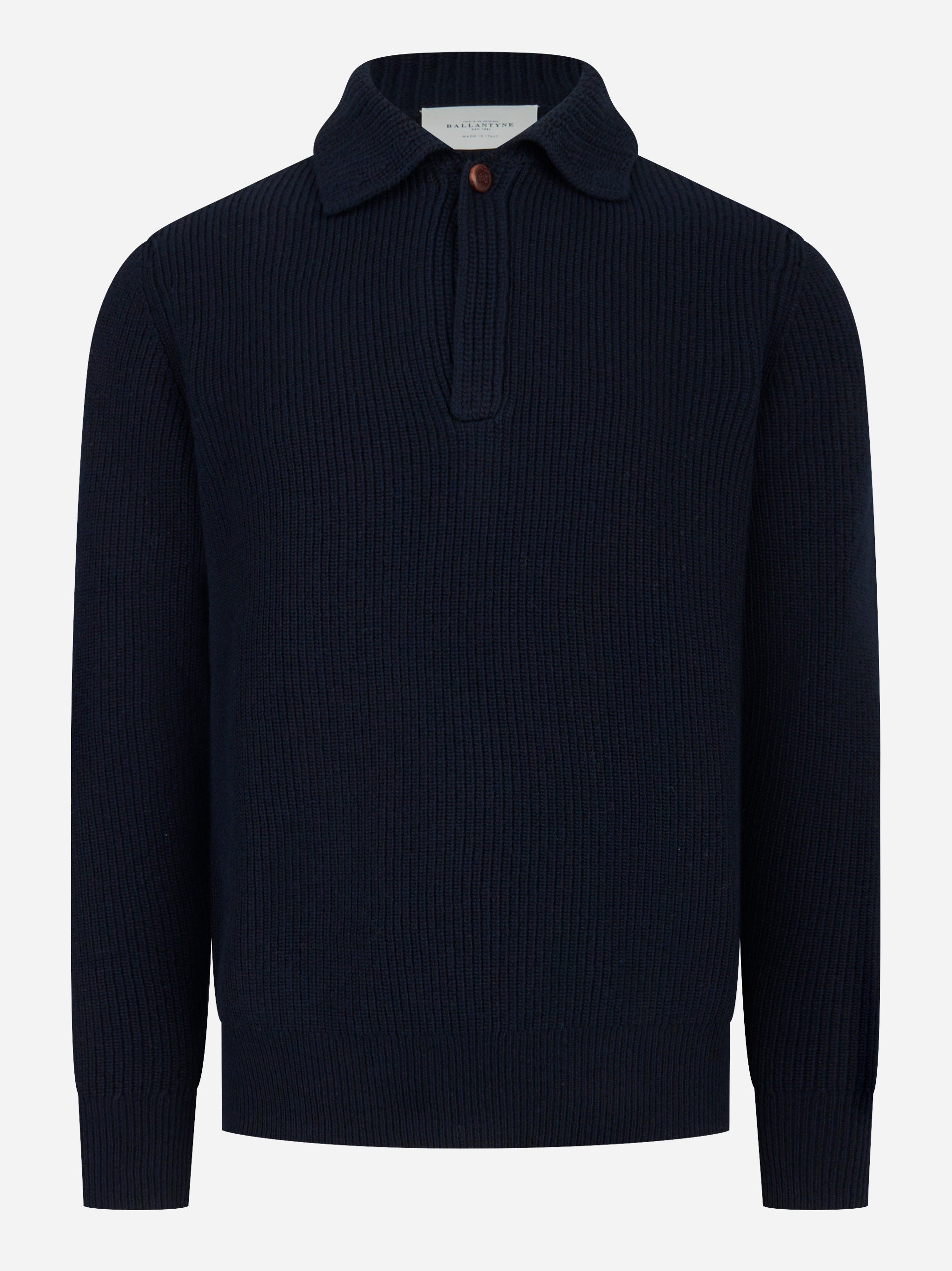 Polo in lana a coste Blu