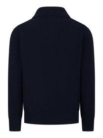 Polo in lana a coste Blu