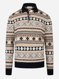 Polo manica lunga con lavorazione jaquard