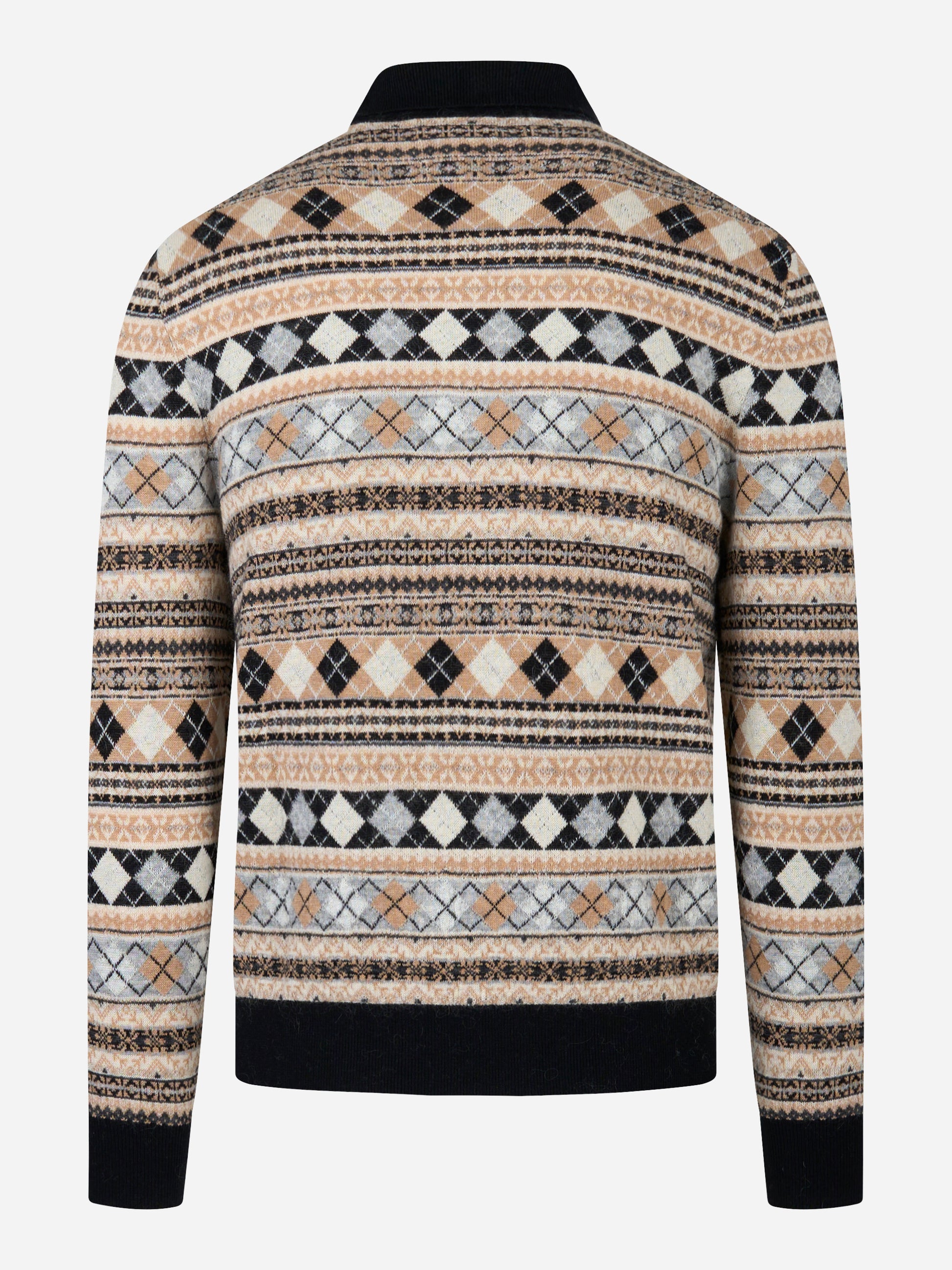 Polo manica lunga con lavorazione jaquard