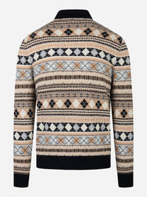 Polo manica lunga con lavorazione jaquard