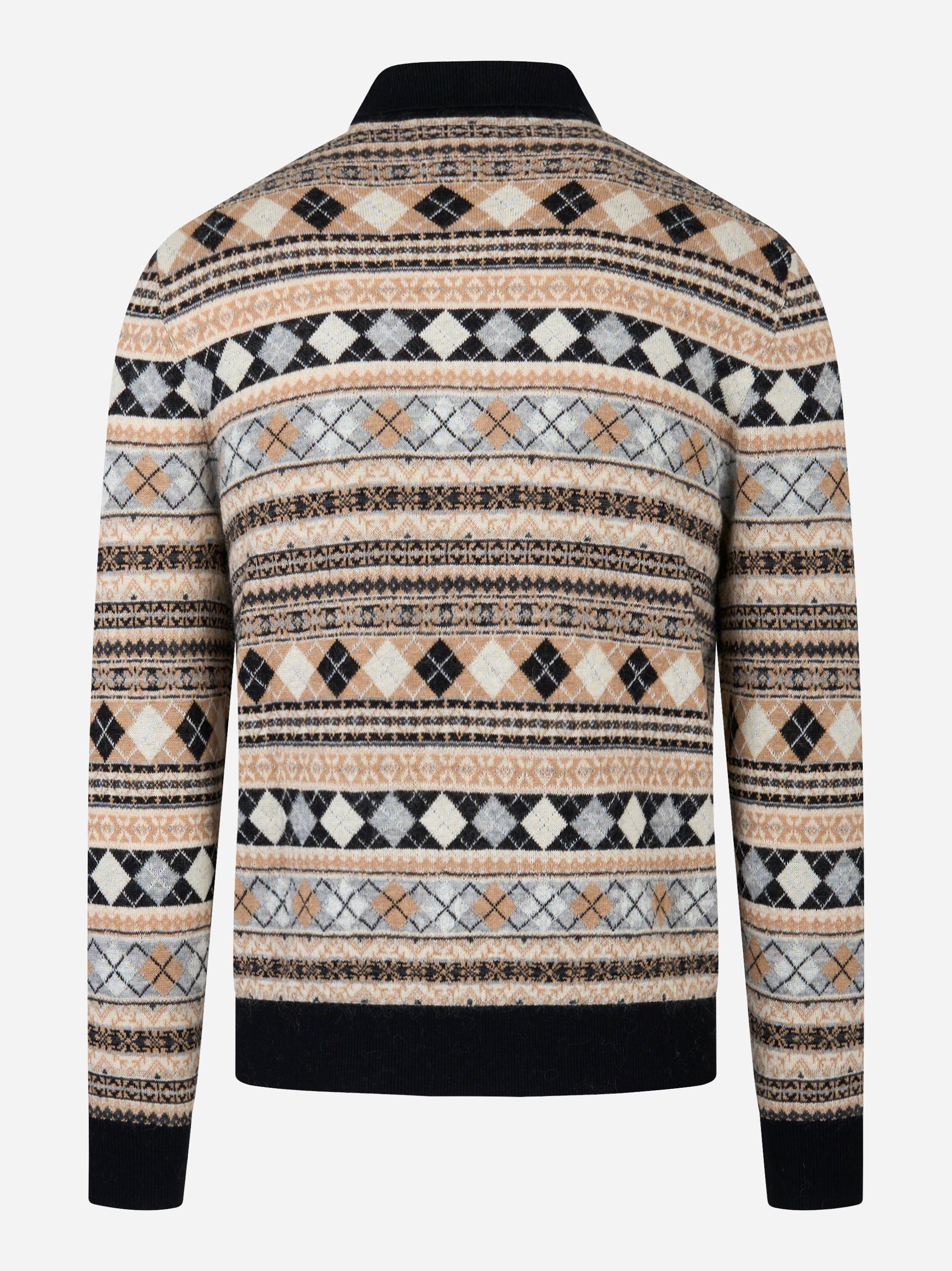 Polo manica lunga con lavorazione jaquard