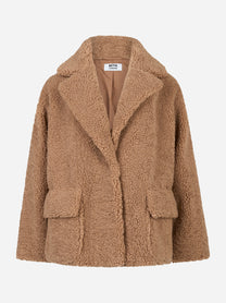 Giacca oversize beige in teddy