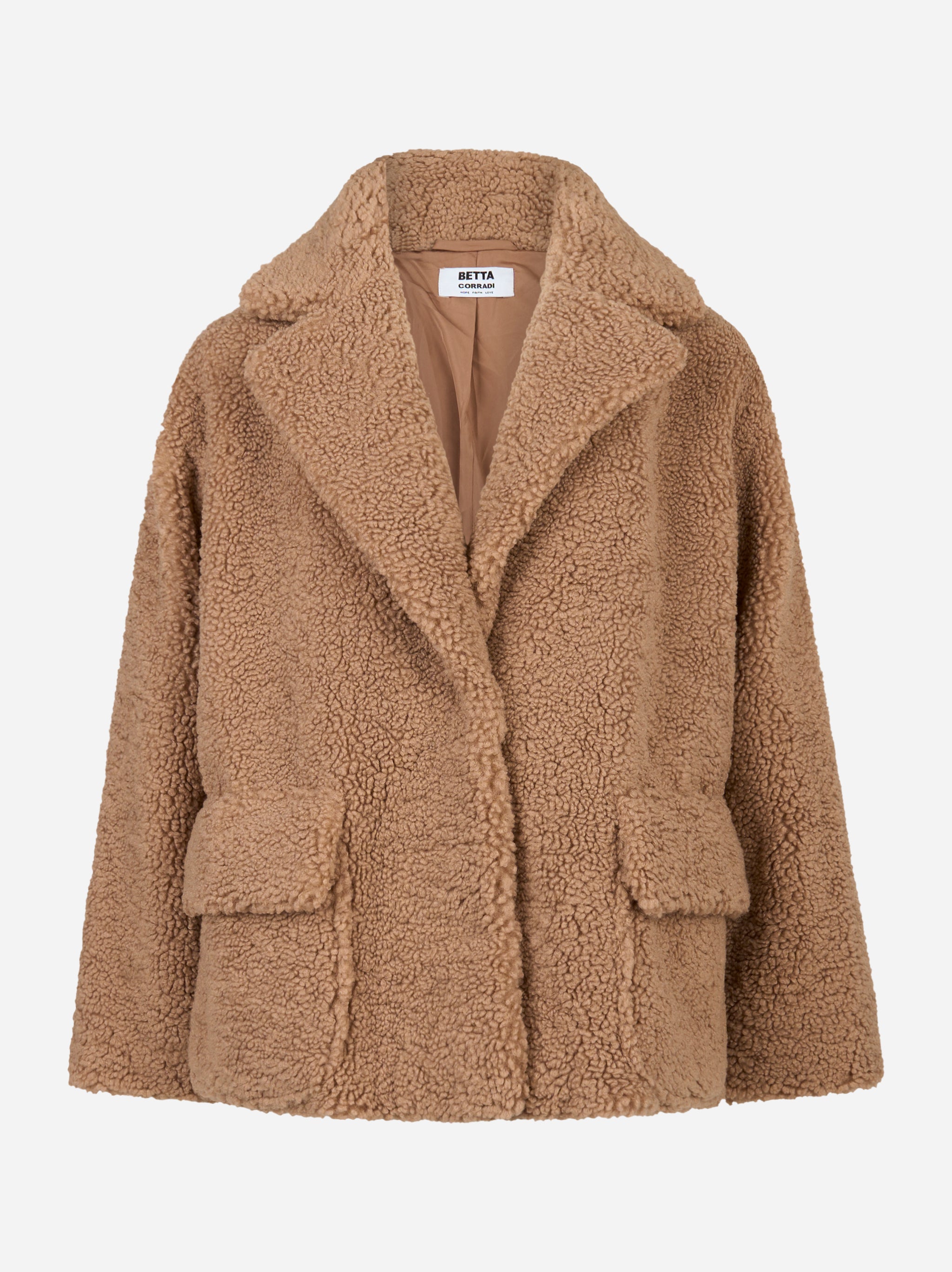 Giacca oversize beige in teddy