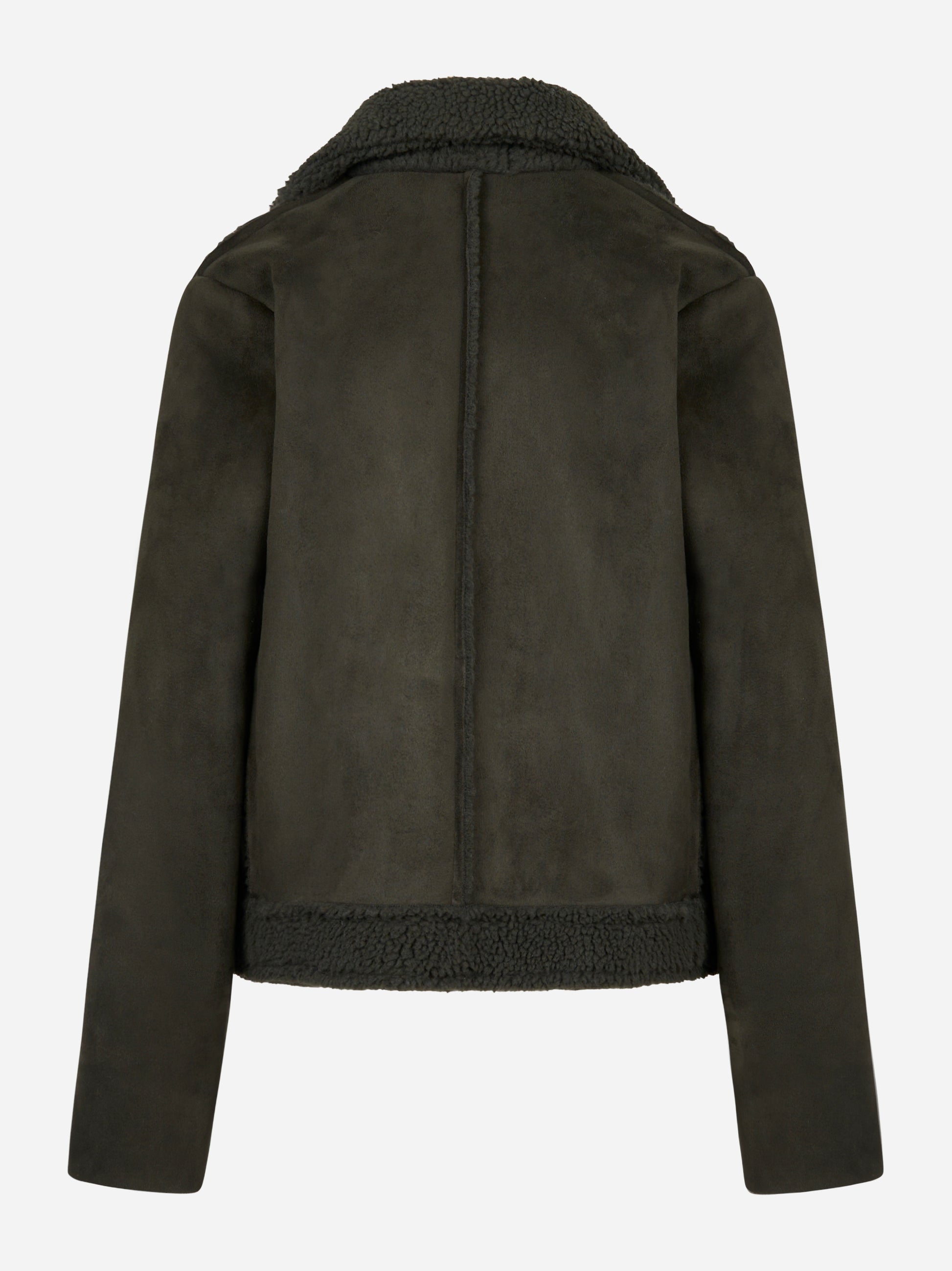 Biker verde in eco shearling