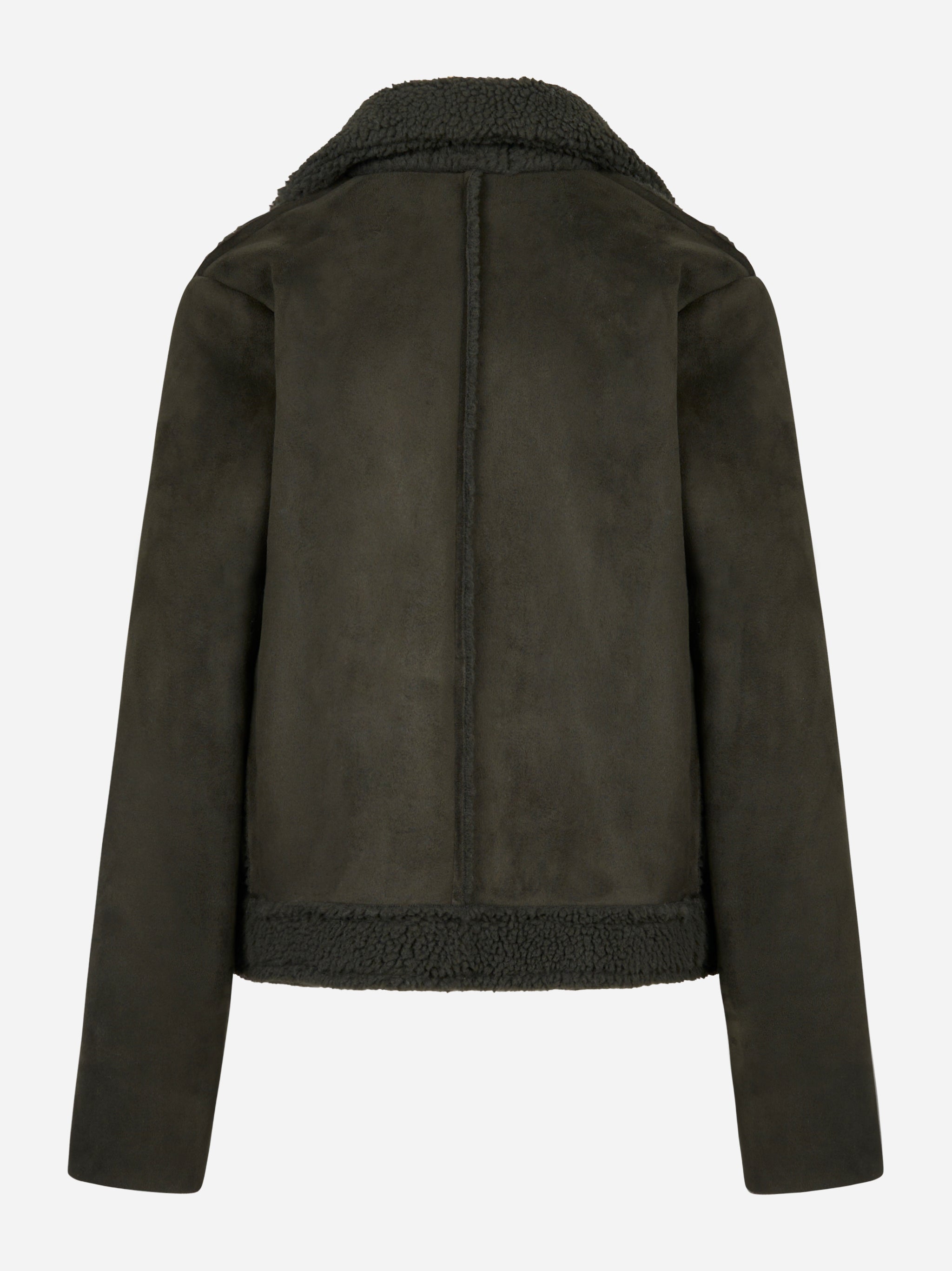 Biker verde in eco shearling