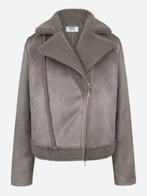 Biker grigio in eco shearling