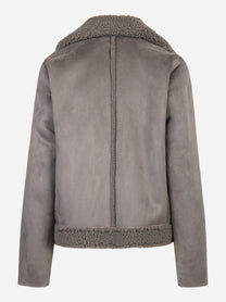 Biker grigio in eco shearling