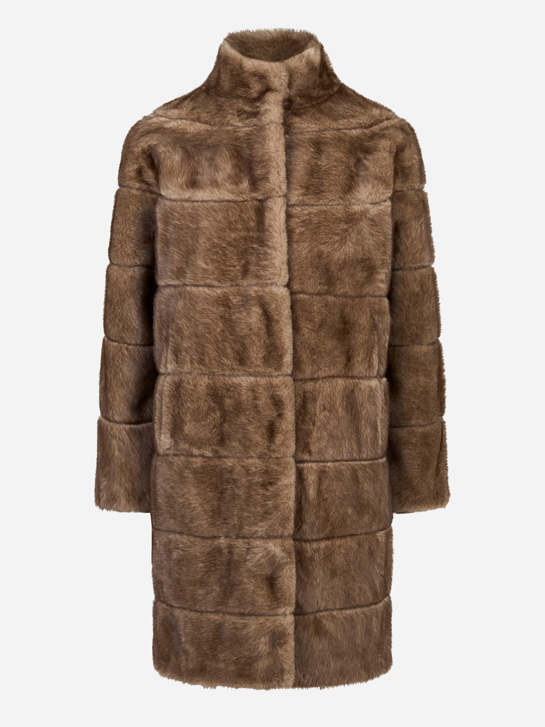 Giacca lunga beige in ecofur