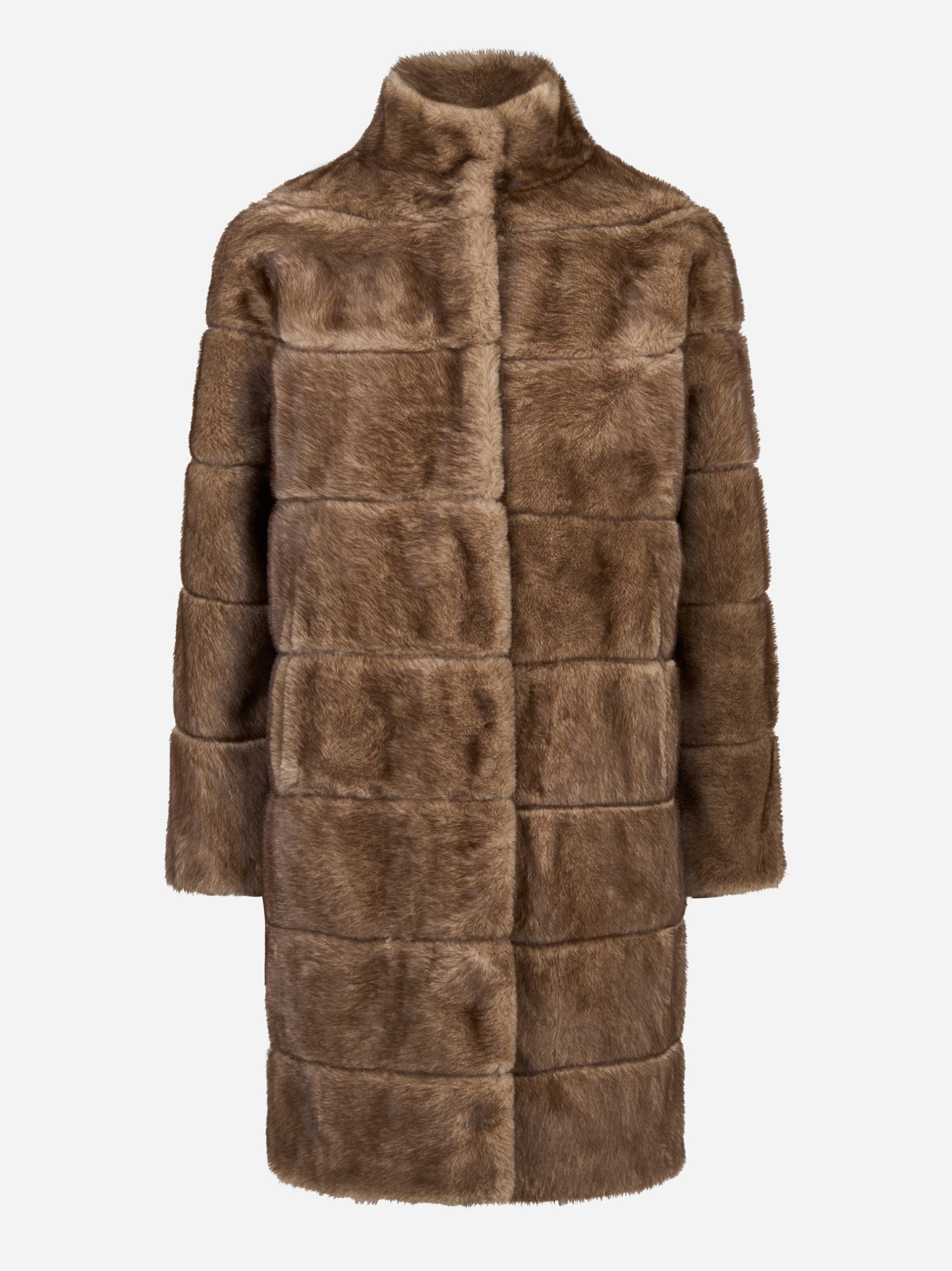 Giacca lunga beige in ecofur