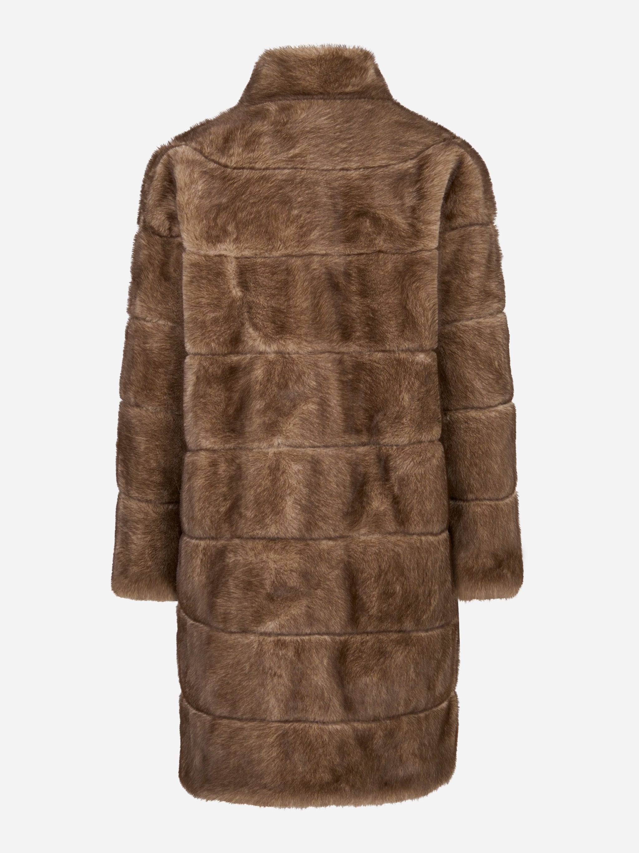 Giacca lunga beige in ecofur