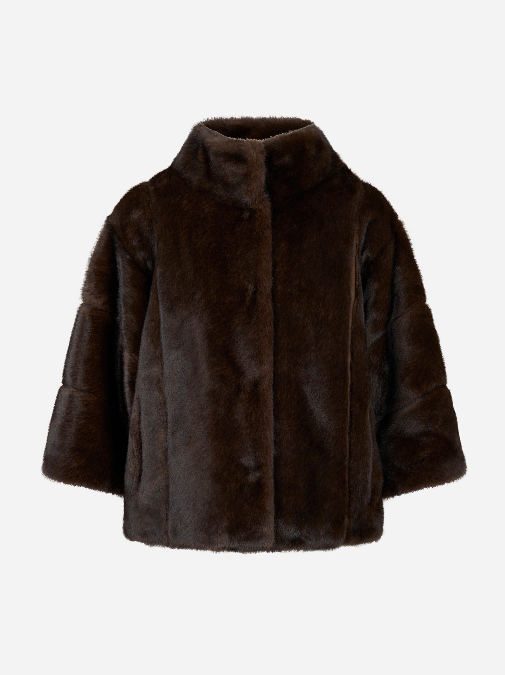 Giacca tre quarti marrone in ecofur