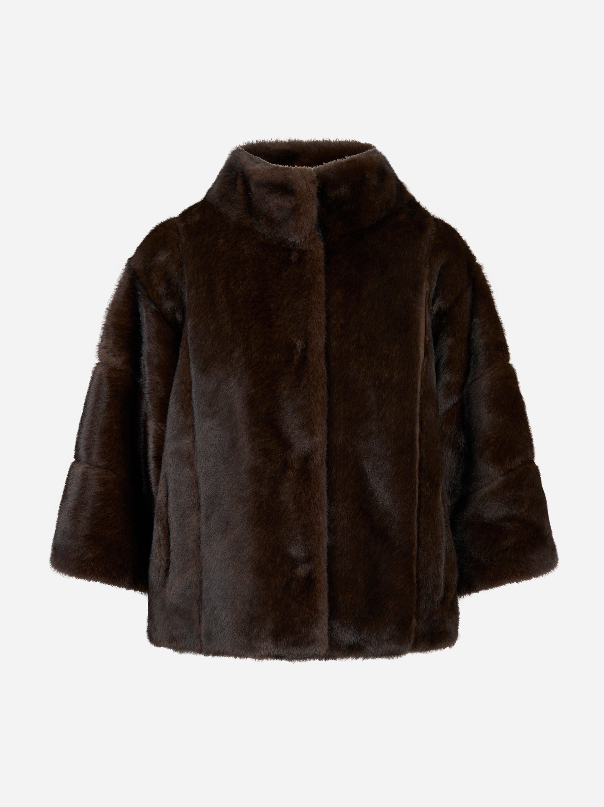 Giacca tre quarti marrone in ecofur