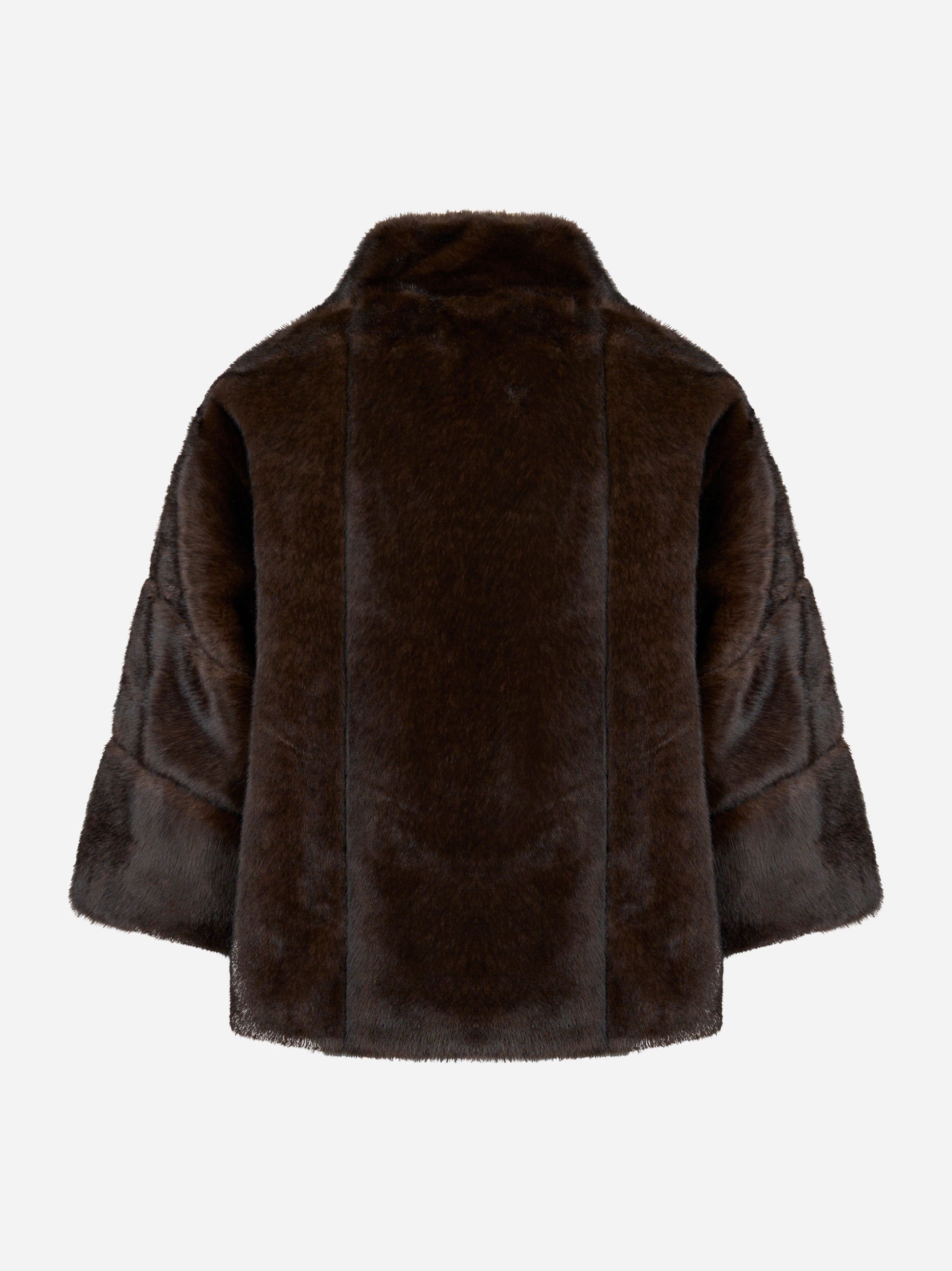 Giacca tre quarti marrone in ecofur