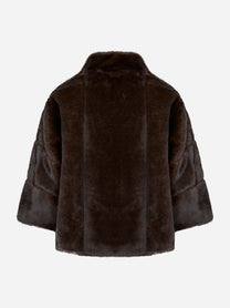 Giacca tre quarti marrone in ecofur