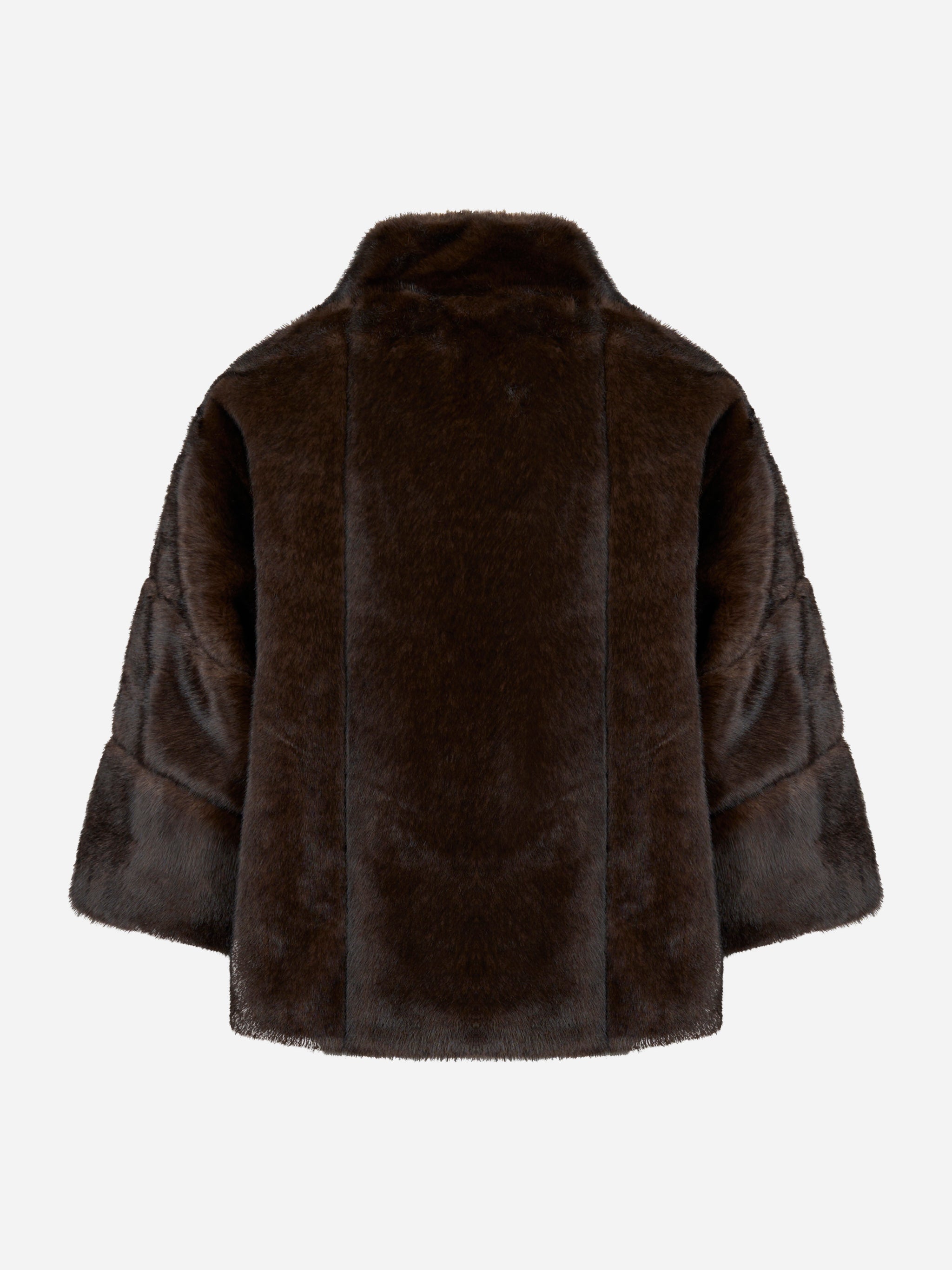 Giacca tre quarti marrone in ecofur