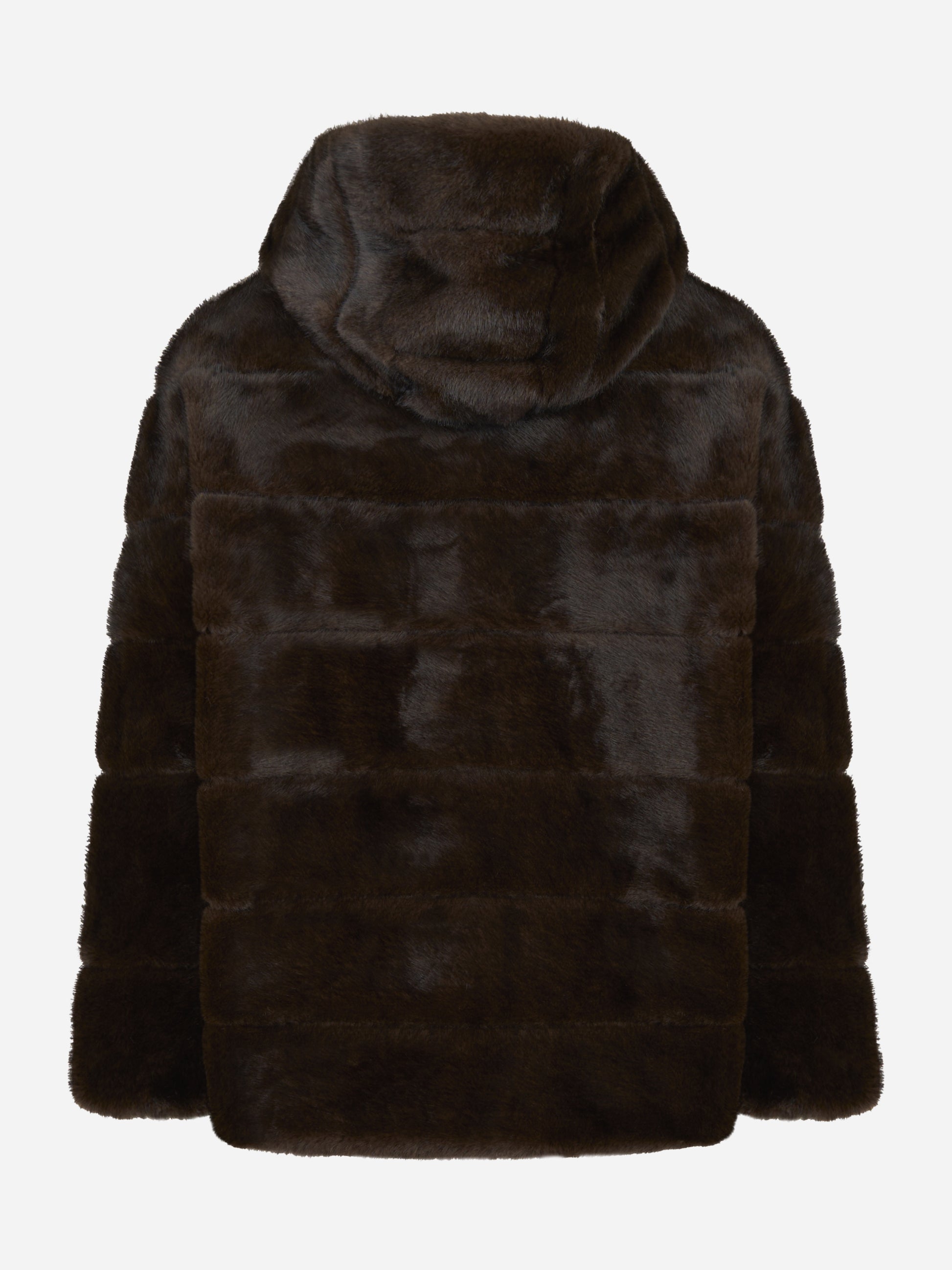 Giacca con cappuccio marrone in ecofur