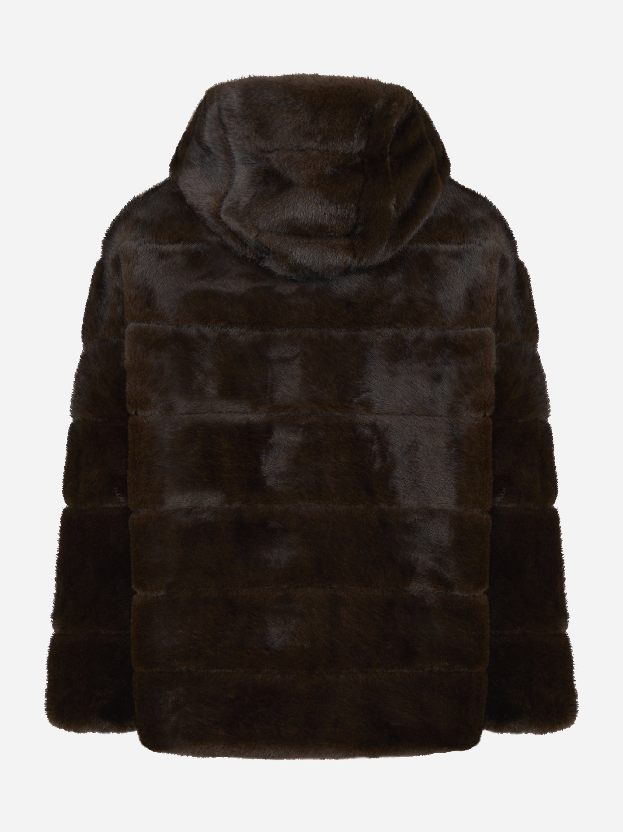 Giacca con cappuccio marrone in ecofur