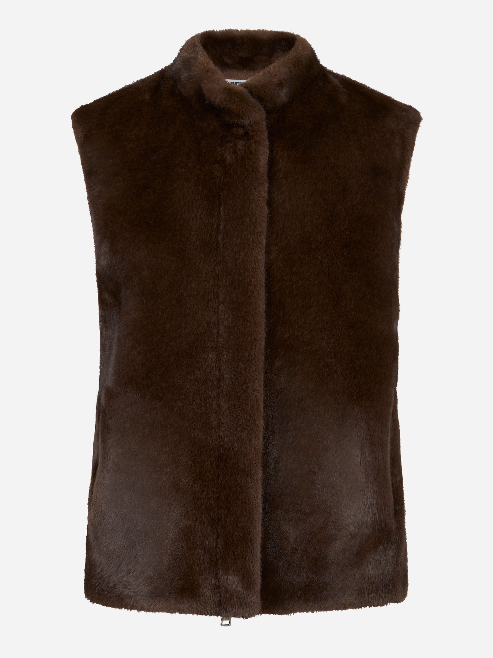 Giacca marrone smanicata in ecofur