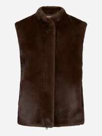 Giacca marrone smanicata in ecofur