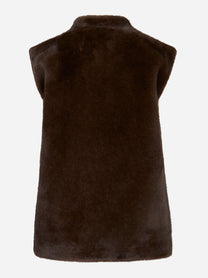 Giacca marrone smanicata in ecofur