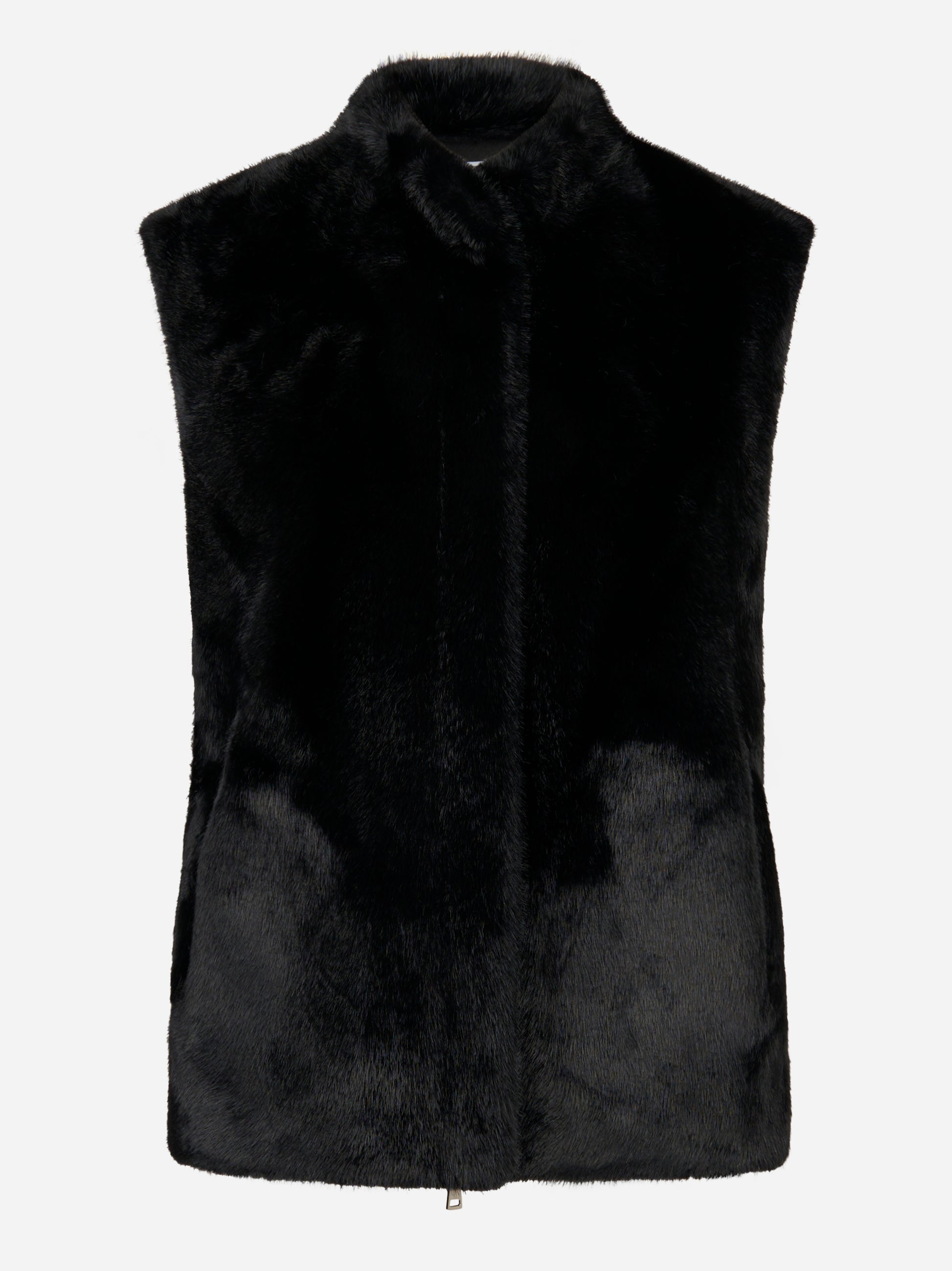 Giacca nera smanicata in ecofur