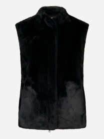 Giacca nera smanicata in ecofur