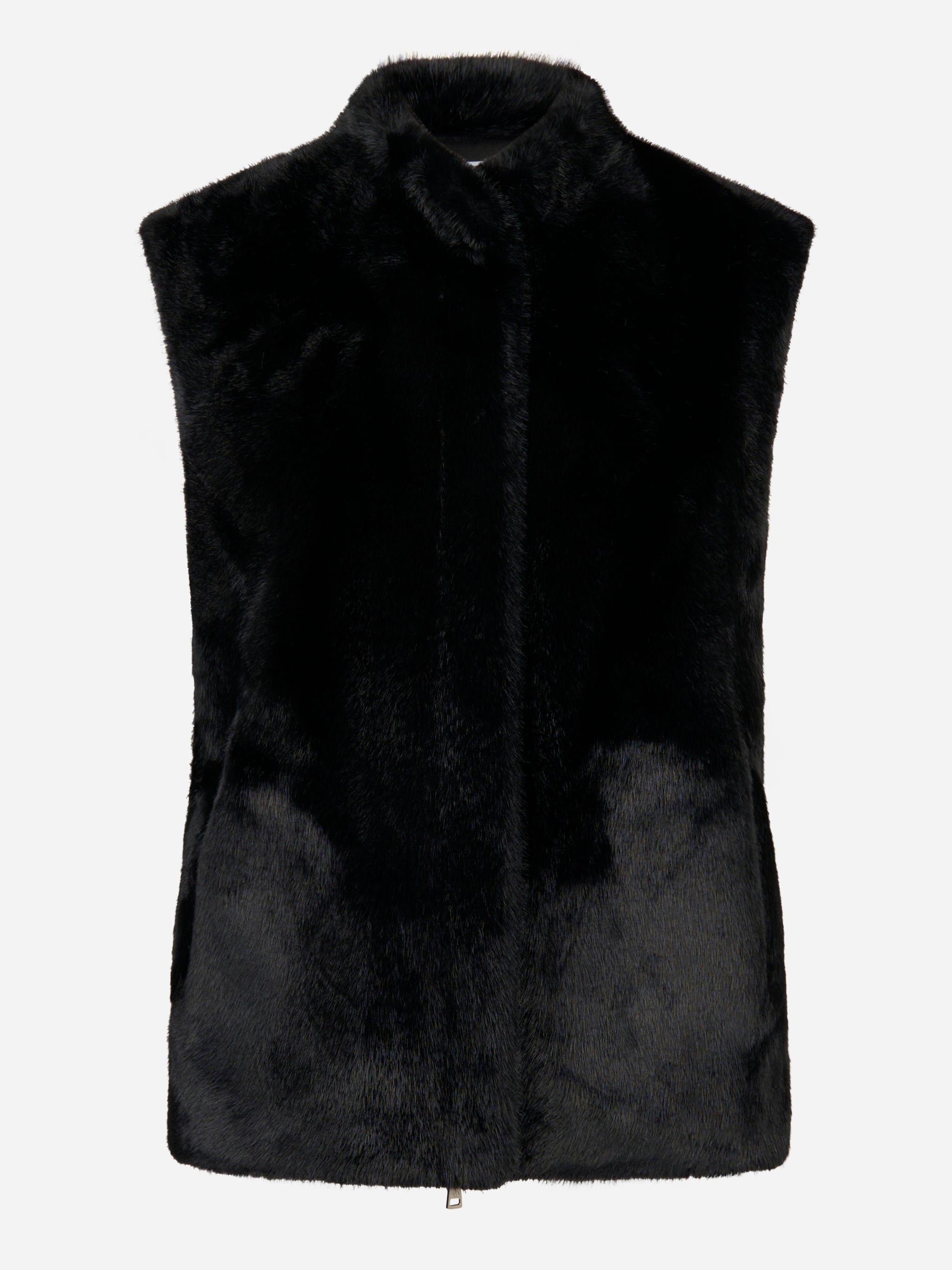 Giacca nera smanicata in ecofur