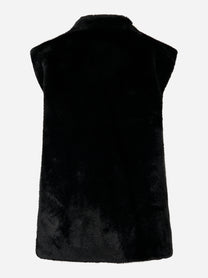 Giacca nera smanicata in ecofur