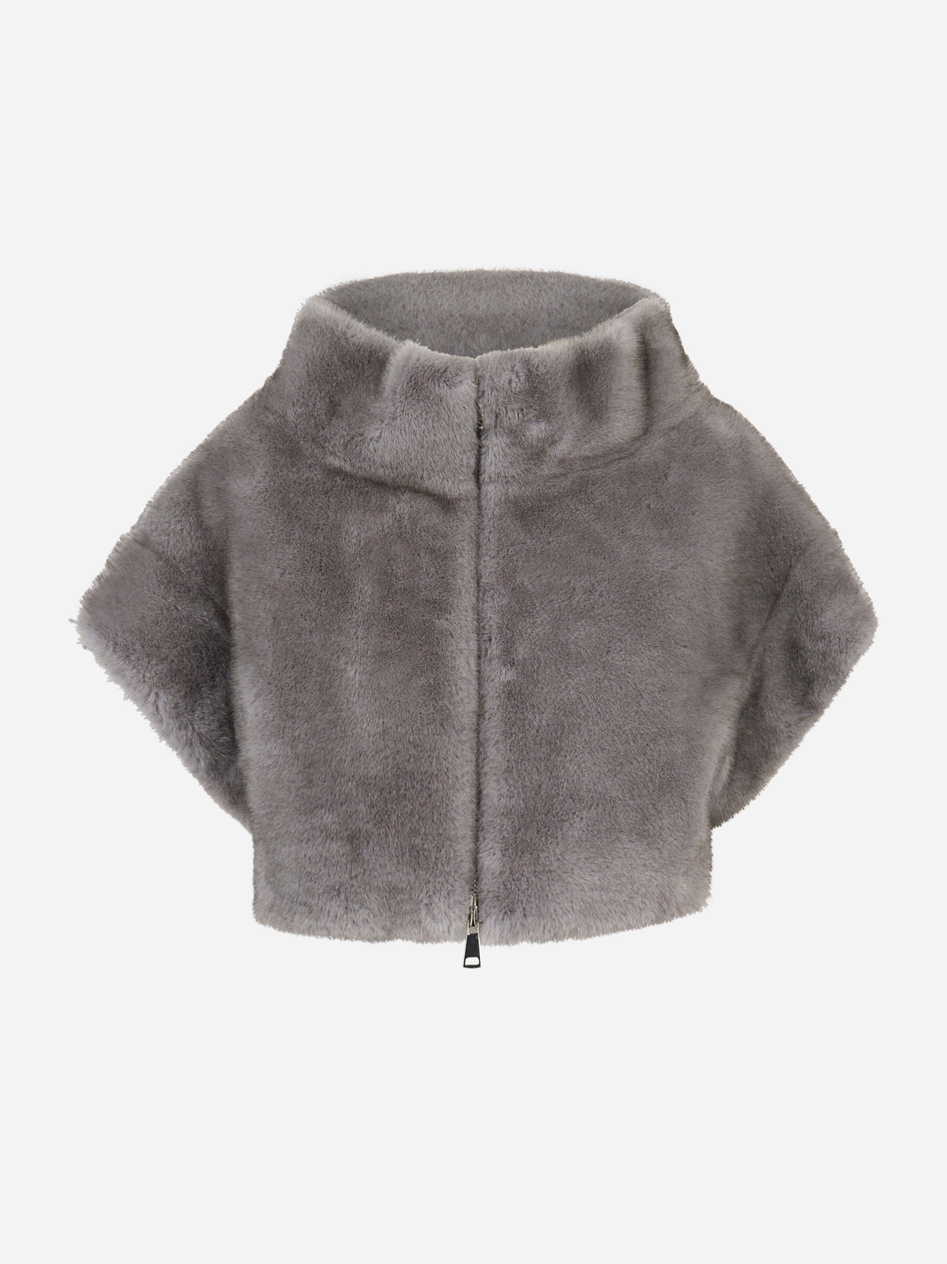 Cappa grigia con zip in ecofur