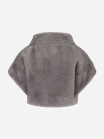 Cappa grigia con zip in ecofur