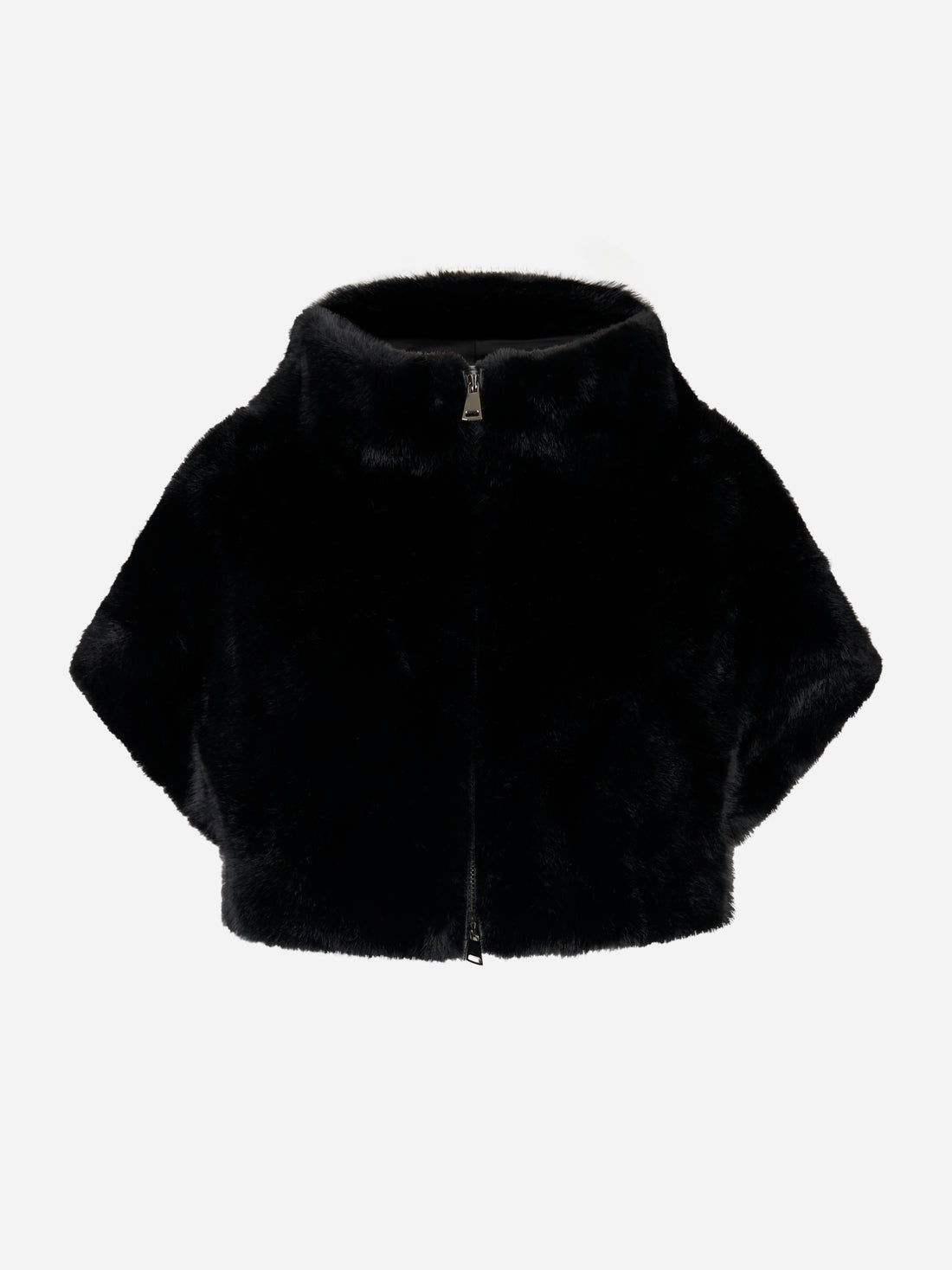 Cappa nera con zip in ecofur