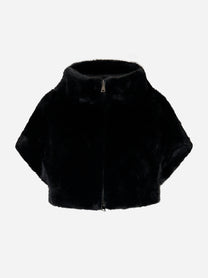 Cappa nera con zip in ecofur