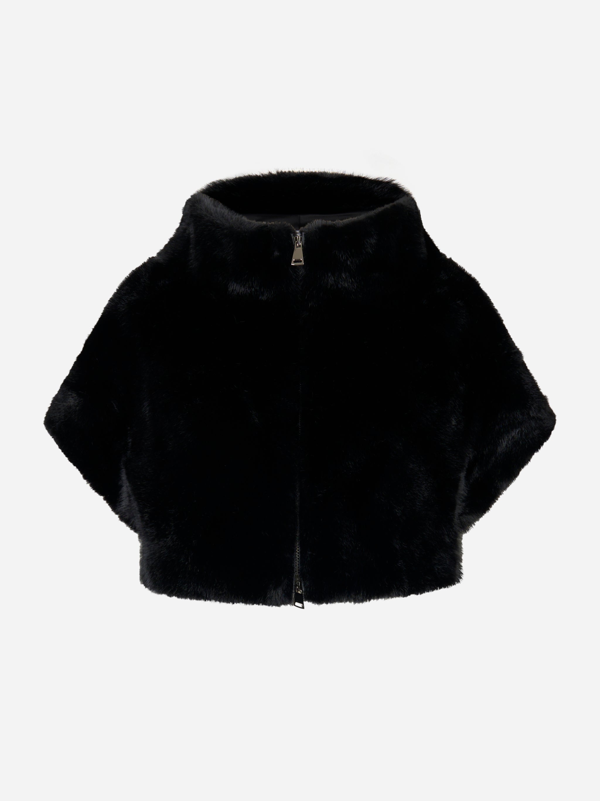 Cappa nera con zip in ecofur