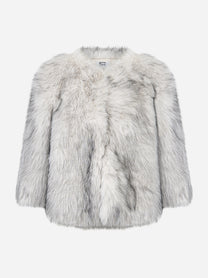 Giacca senza colle con maniche a tre quarti in ecofur